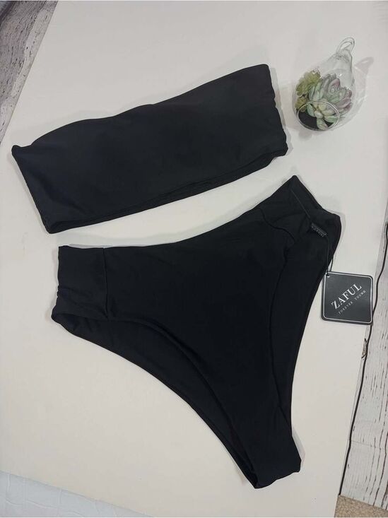 ZAFUL Other - ZAFUL Forever Young Collection Black High-Waist Bandeau Bikini Set Medium (6)